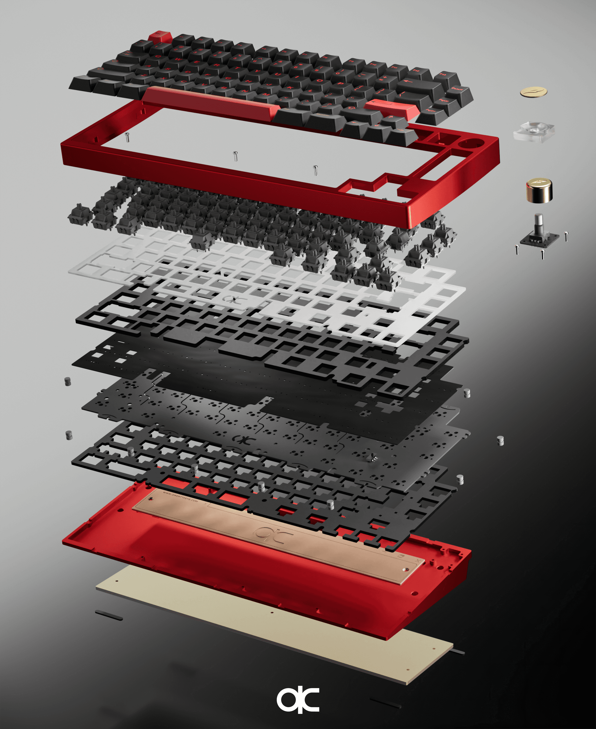 Exploded view of the QK75 Keyboard